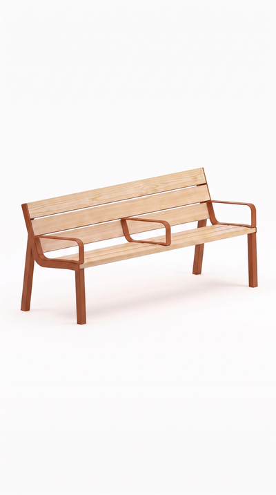 Banc KITA - Rouge terracotta - 3 accoudoirs